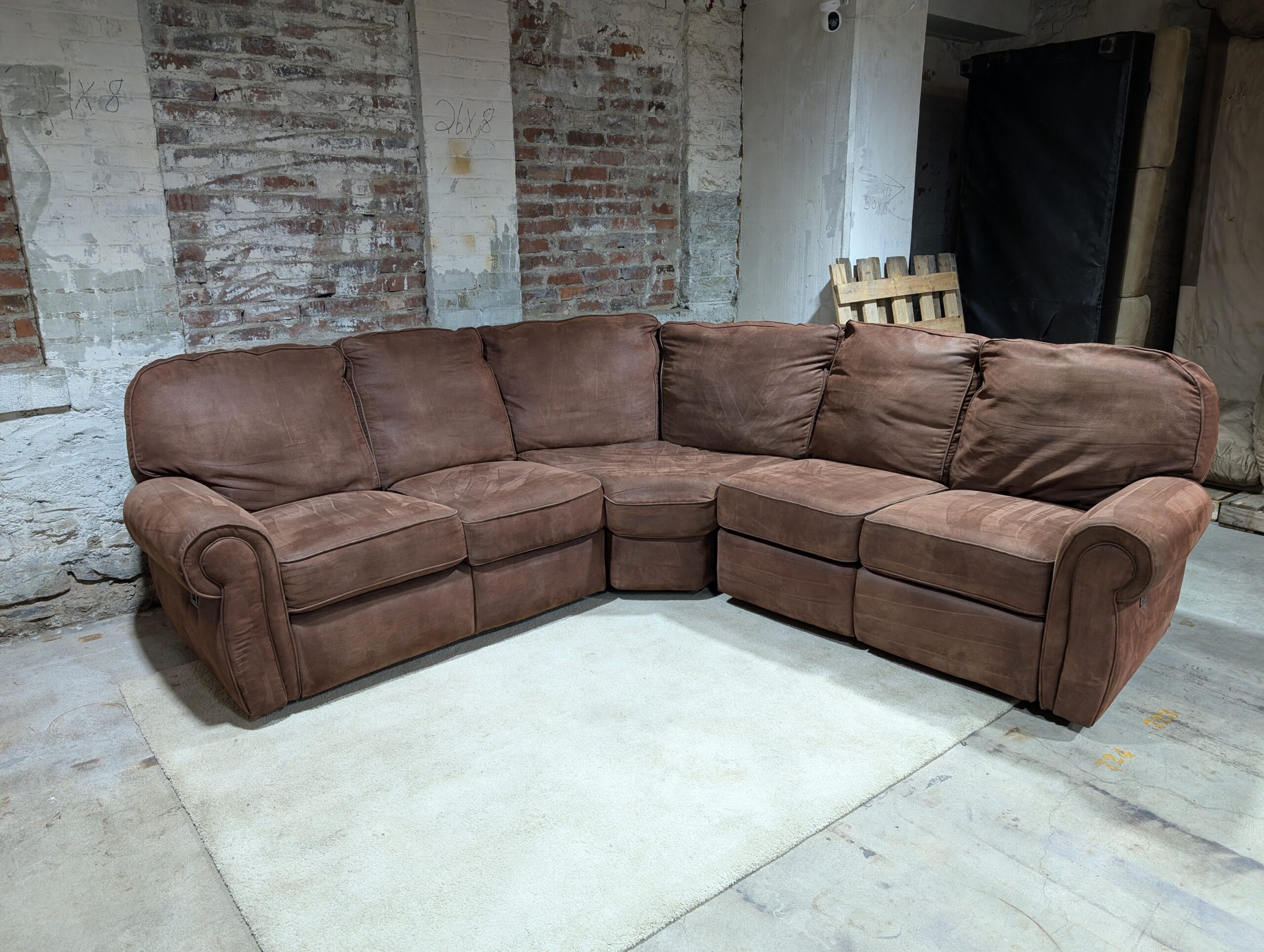 Suede Brown Recliner Sectional